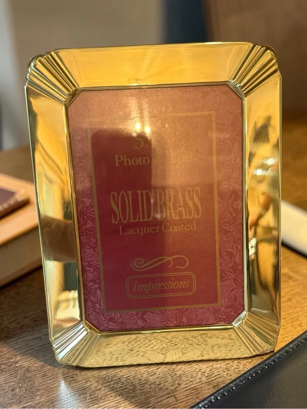 Vintage Solid Brass 5x7” Impressions Picture Frame - Elegant Home Accent